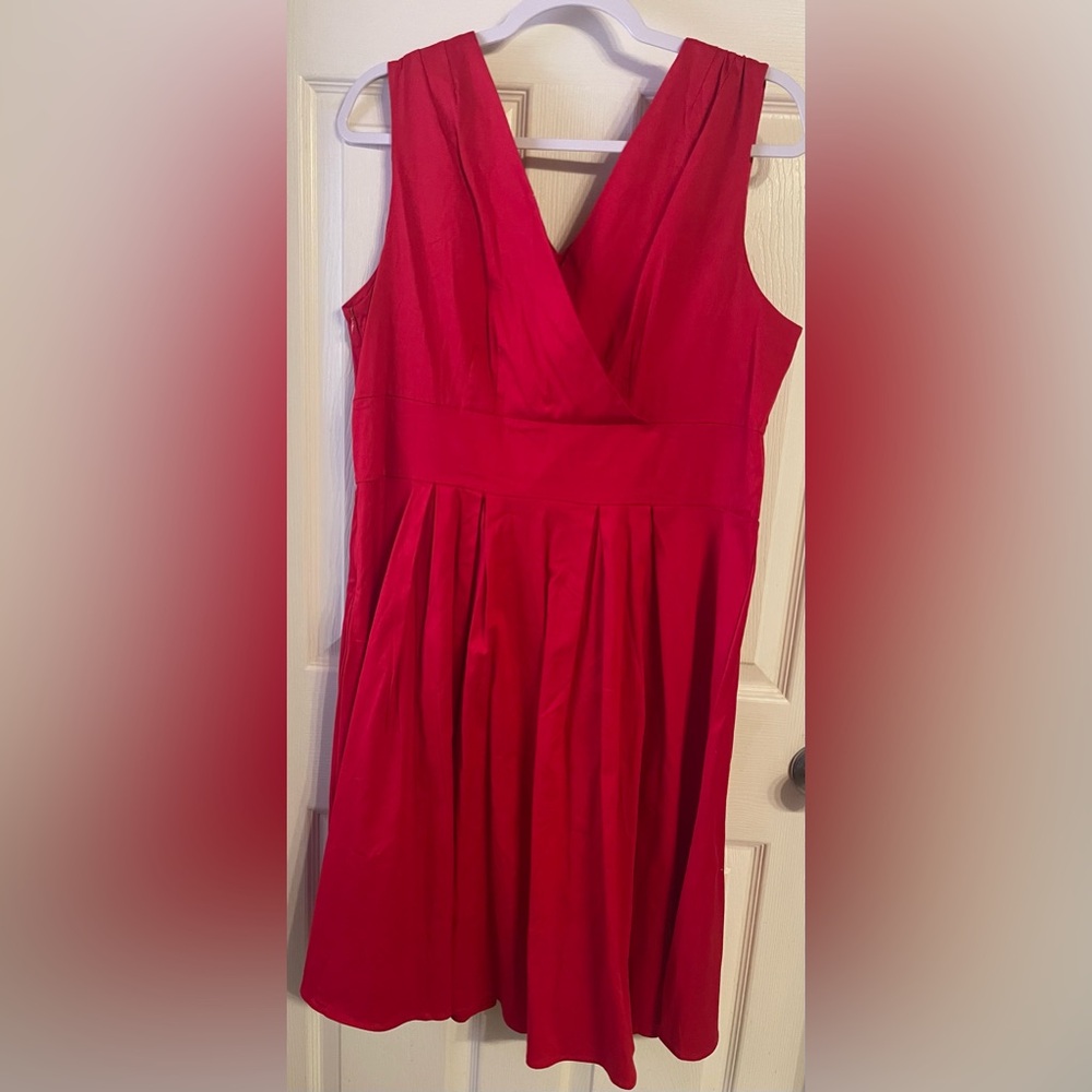 Red Cotton Sleeveless Dress